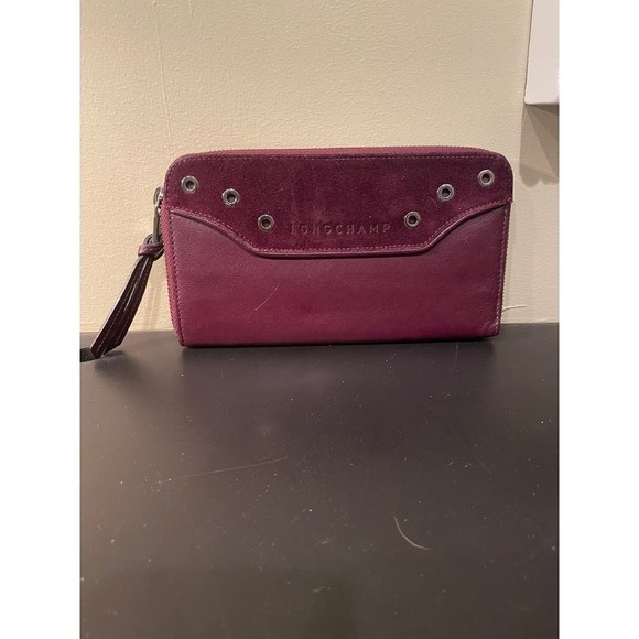 Longchamp Wrap Zip Leather Suede Wallet - Picture 1 of 5